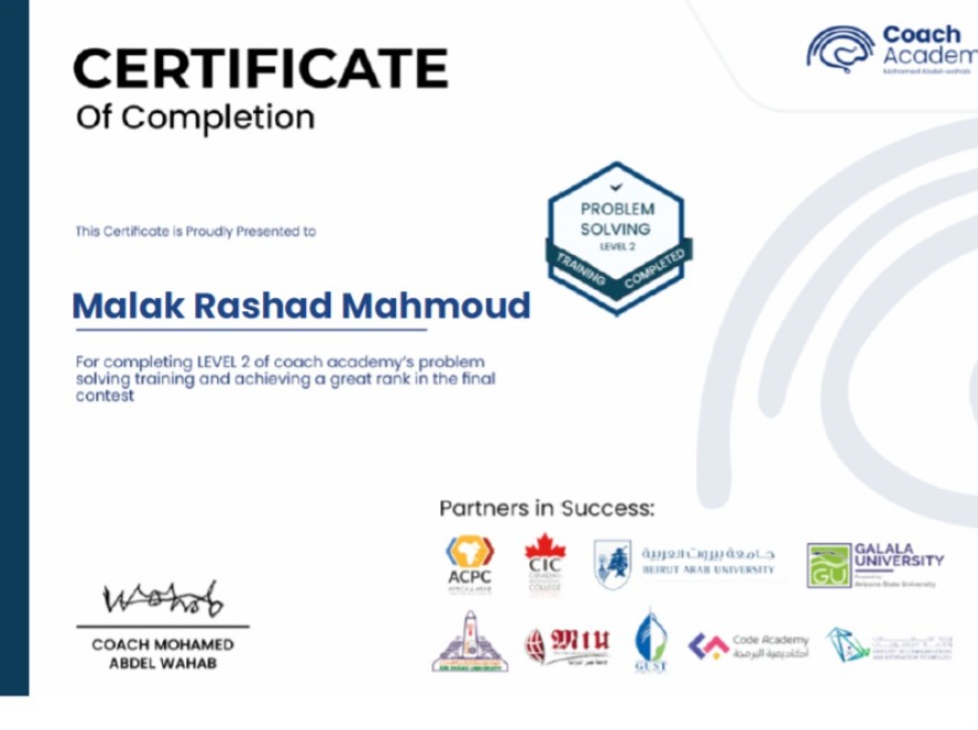 Coach Academy Certificate